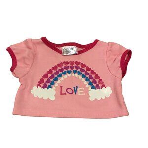 Build-A-Bear Workshop Pink Shirt With Rainbow & Love Design BAB